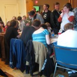 The artists hard at work offering free sketches for kids